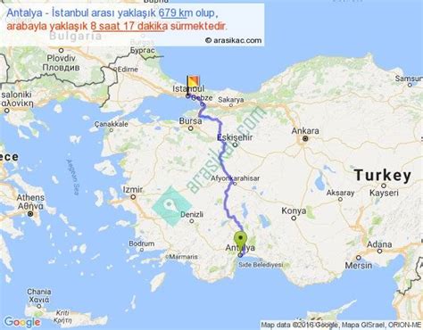 Antalya kaş istanbul arası kaç km